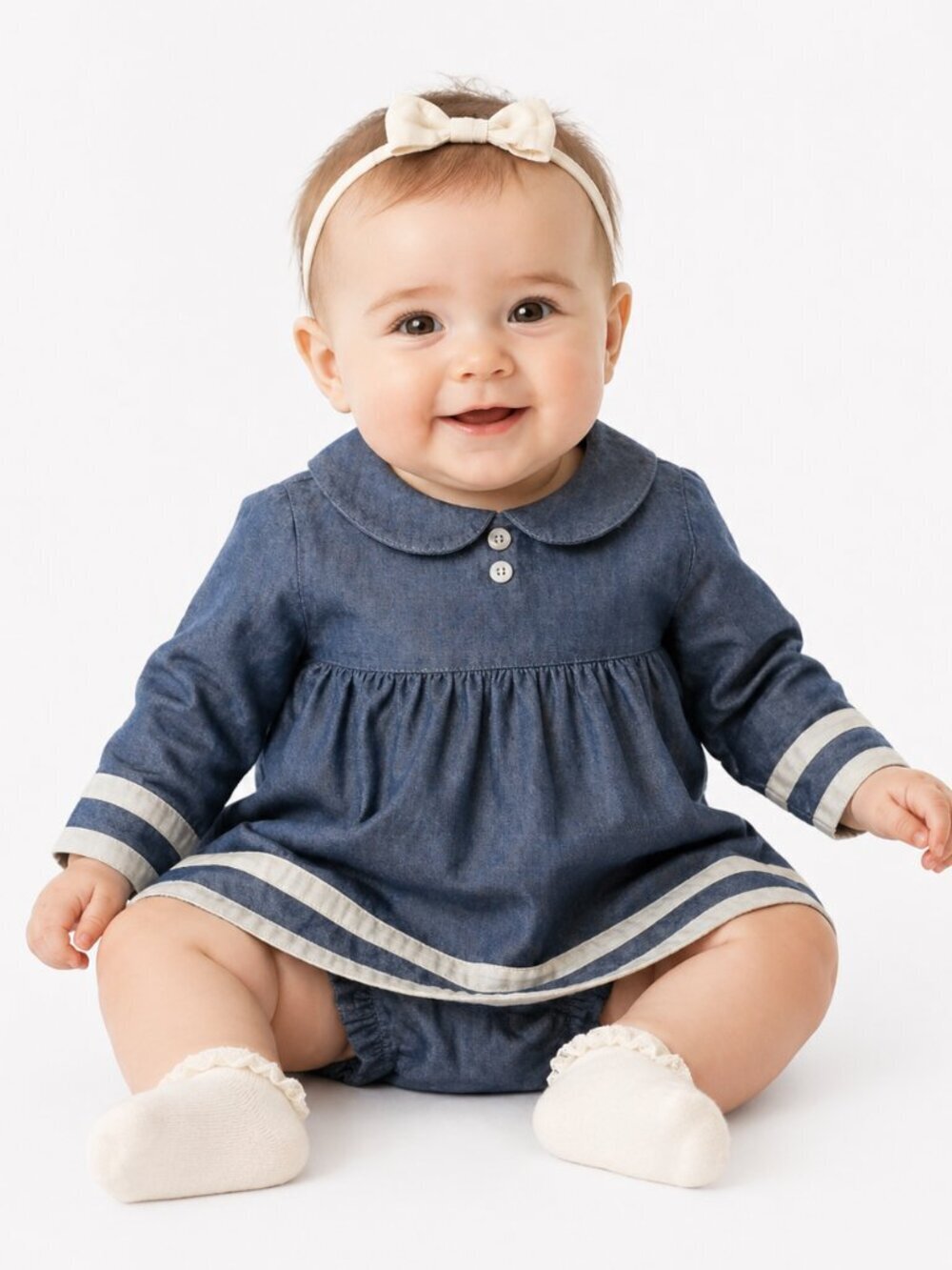 BABY GAP Chambray 2 Pc Outfit Dress Newborn 3-6 MOS Blue